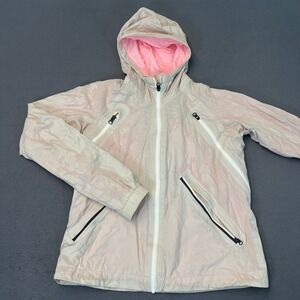 Lululemon Hooded Windbreaker Jacket Beige Pink Marble Full Zip Mesh Lined Womens